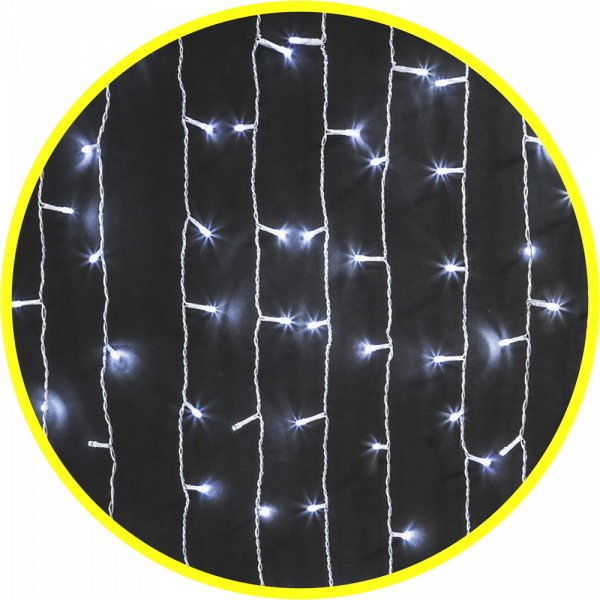 Гирлянда  Занавес  внутренняя  IP20  1.5x1.2 м, постоянное свечение, белый свет, провод прозрачный, 220В,  Navigator 61858