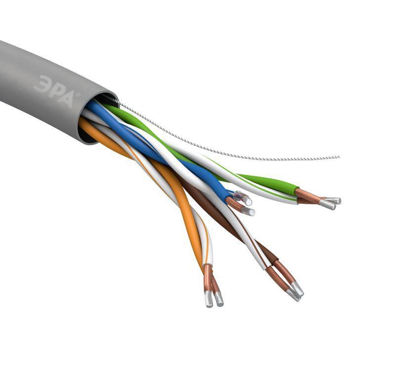 Кабель витая пара U/UTP кат.5e 4х2х24AWG solid CCA PVC SIMPLE сер. 305м (м) Эра Б0044434