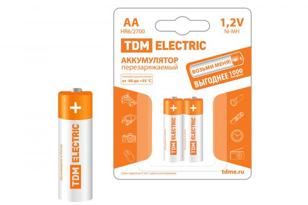 Аккумулятор TDM AA-2700 mAh Ni-MH BP-2 (кратно 2)