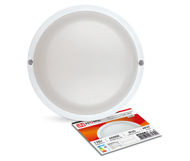 Светильник IN HOME  12Вт  круг  6500К  960Лм   белый  IP65  / СПП-КРУГ