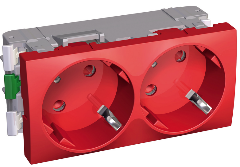 Розетка Schneider Electric Х2 45 2P+E со шторками красная ALB45254