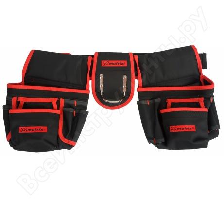 Сумка-пояс MATRIX двойная 20 карманов, держатель для молотка 90240