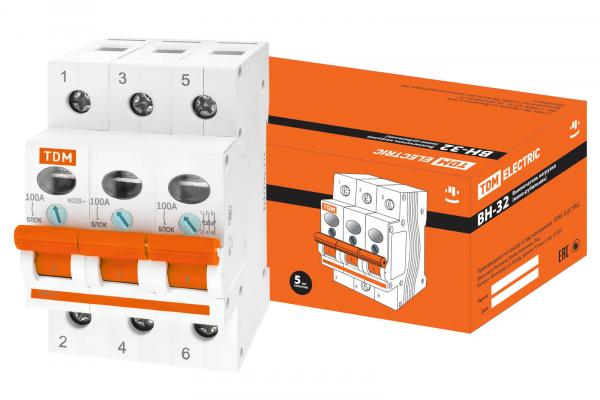 Выключатель Нагрузки  3П 100А  TDM  ВН-32