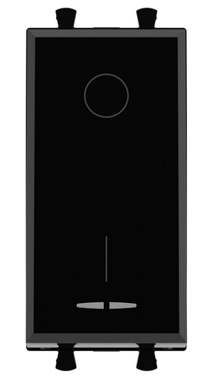 Выключатель двухполюсный одноклавишный модульный, "Avanti", "Черный квадрат", 1 модуль